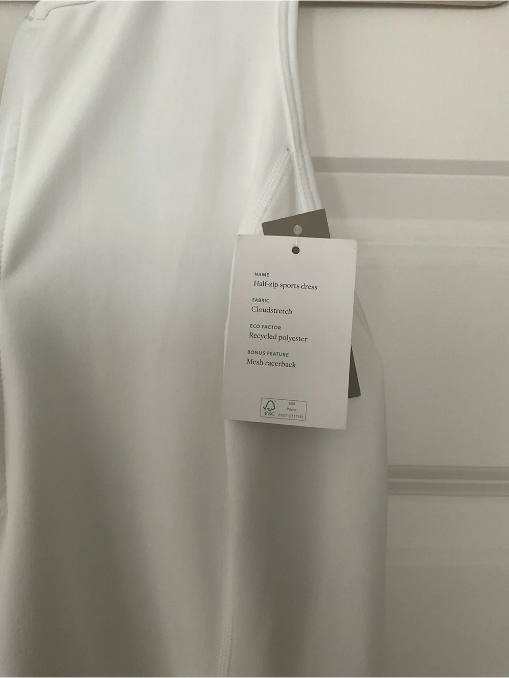 J. Crew White Sleeveless Zip-Front Mini Dress Active Wear Sports Dress - Picture 2 of 3
